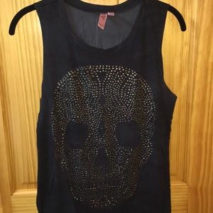 Jeweled Statement Skull Tank